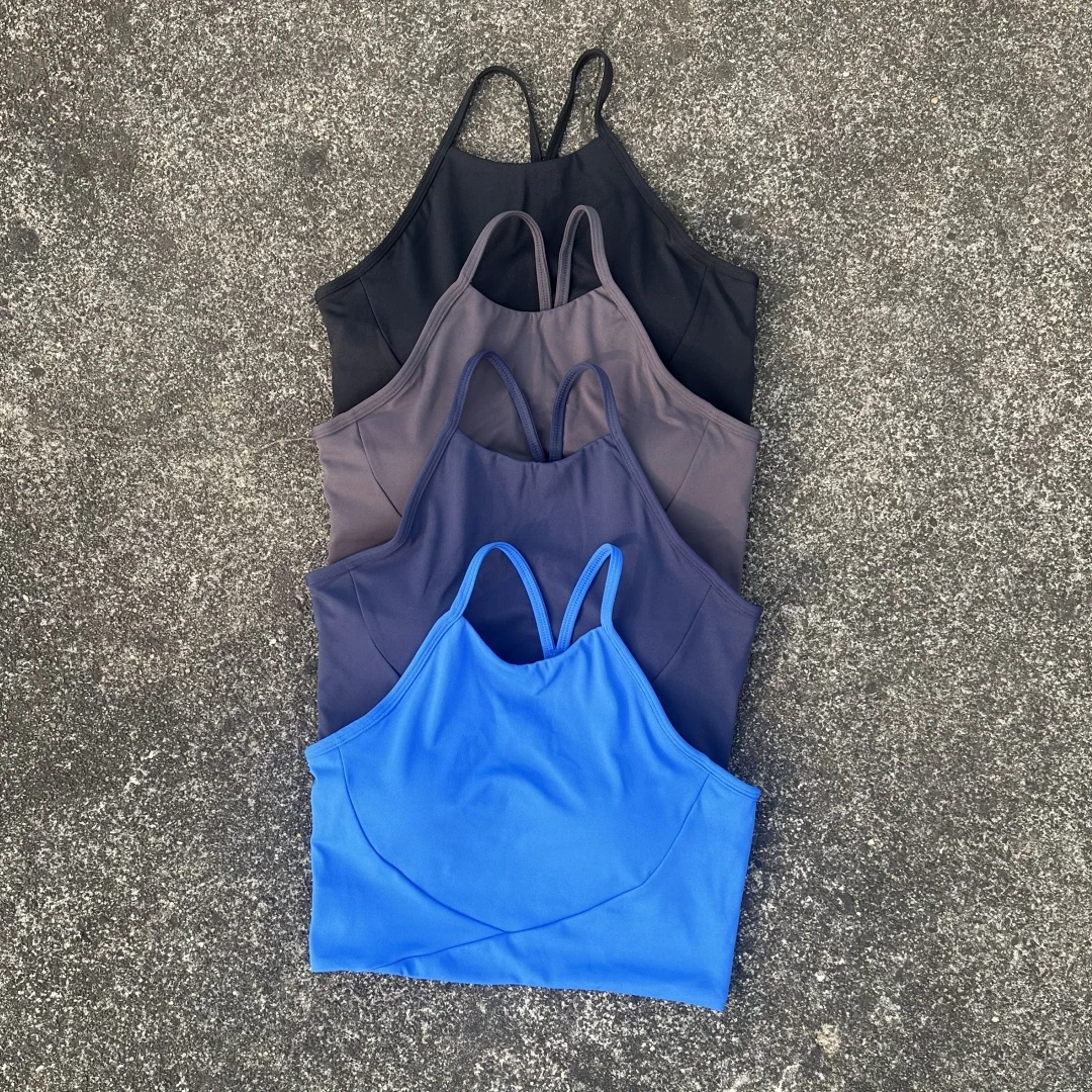Solid Color Butter Women Y Line Fitness Sport Bra Soft High Neck Tight Top Comprehensive Training Gym Yoga Underwear Chest Pad