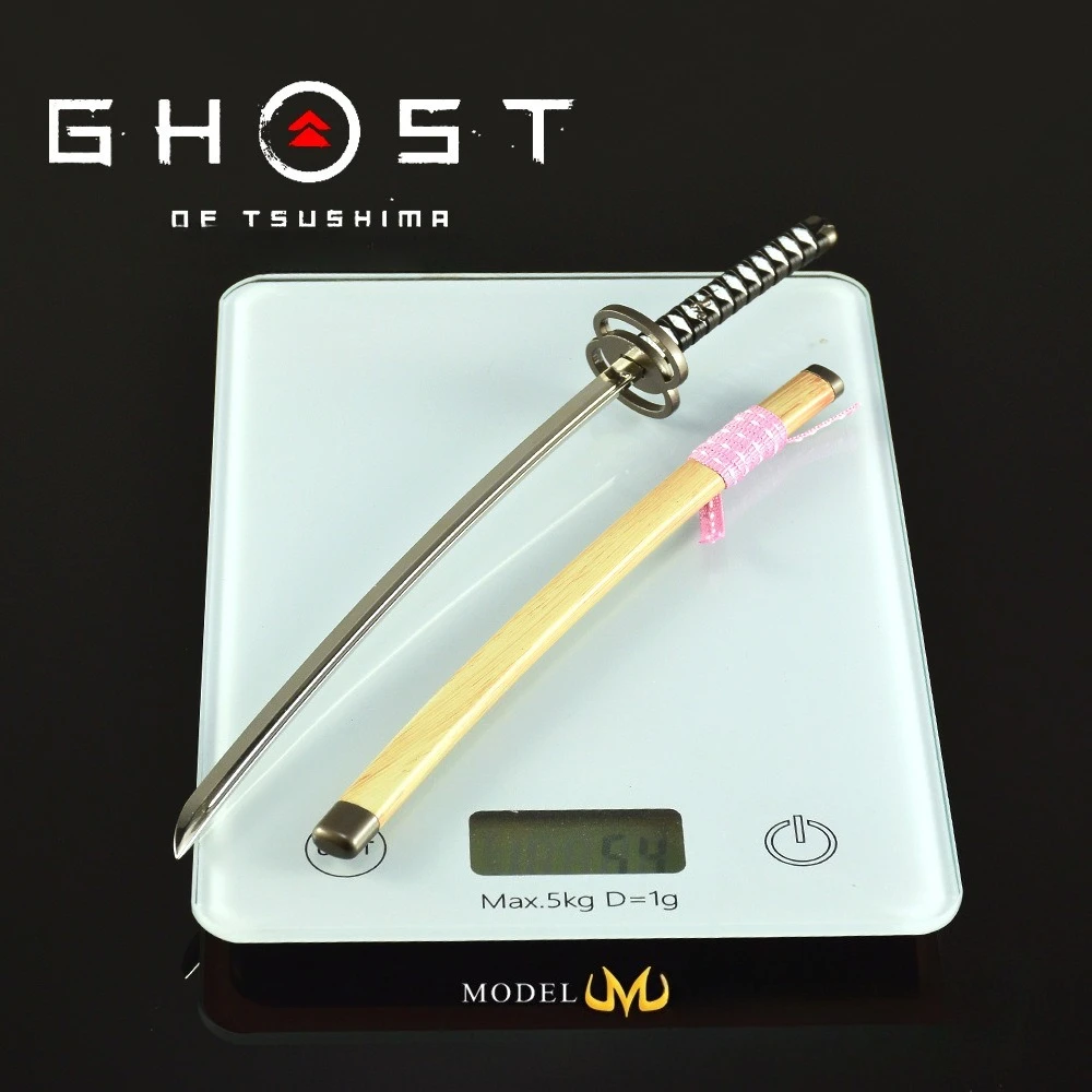 Periféricos de juego Ghost of Tsushima de 26cm/10,24 pulgadas, modelo de cuchillo, colección de adornos de exhibición de escritorio, regalo de cumpleaños para niños