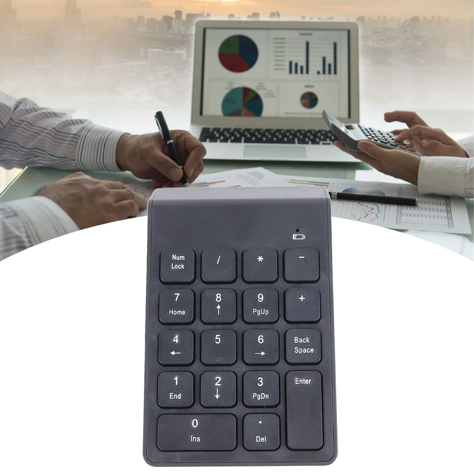 Wireless Number Pad BT5.0 Black 18 Keys Battery Powered Widely Compatible Numeric Keypad For Gaming Office Computer