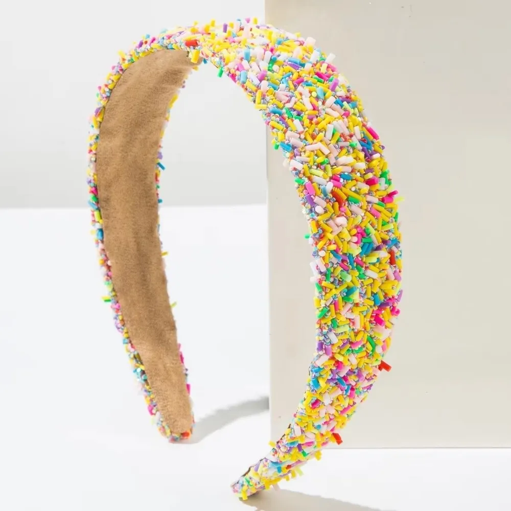 Fashion Wide-edge Dopamine Headband Colorful Beads European and American Face Wash Headband Women Hairbands Hair Accessories