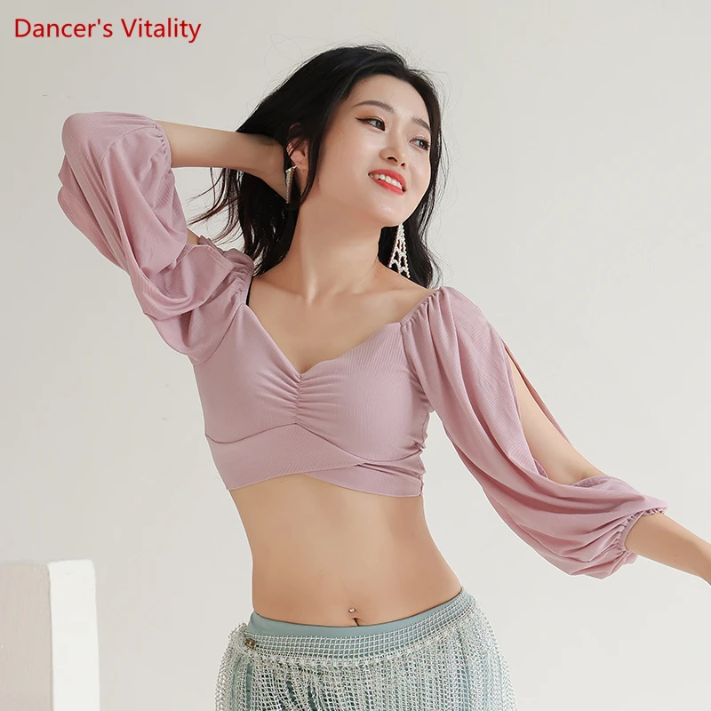 Traje de danza del vientre, Top de práctica, ropa de práctica diaria, blusa delgada para danza del vientre, ropa de baile exótica