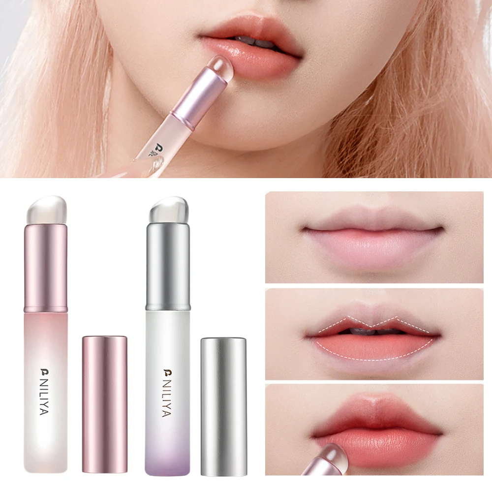 New Silicone Lip Brush With Cap Gradient Color Pink Purple Lipstick Applicator Upgrade Like Fingertip Q Soft Lip Brush No Broken