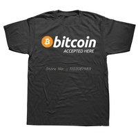 Accepted Here BTC Logo TShirt for Male Bitcoin Cryptocurrency Meme Clothing Fashion Cotton T Shirt Short Sleeve Mens Clothes