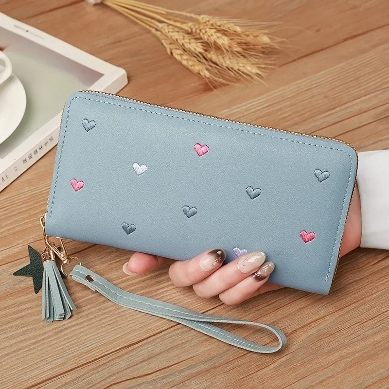 Portafogli lunghi da donna Portafogli di lusso con cuore d\'amore per porta carte da tasca per soldi da donna Portafogli femminili Pochette per