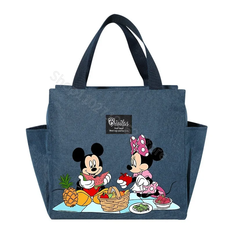 Minnie Mickey Mouse Lunch Box for Women Disney Cooler Bag Anime Cartoon Pattern Print Large Capacity Portable Thermal Bags Gifts