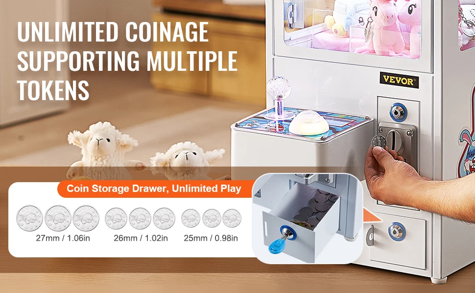 SucceBuy Claw Machine 0-3” Jaw Diameter 0-5” Jaw lifting Crane Prize Grabber Commercial Arcade Game Toys For Kids Boys &Girls
