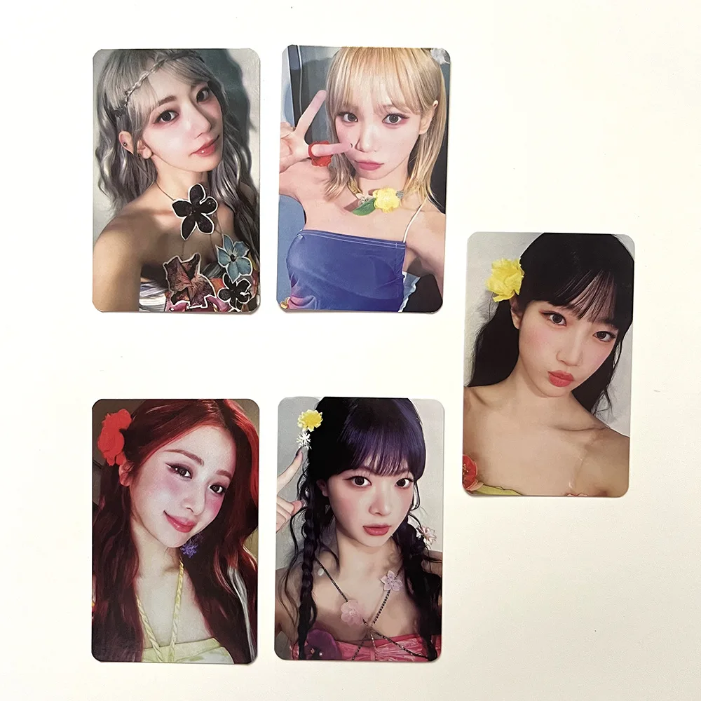 5Pcs/Set KPOP Chaewon Yunjin EASY 3rd Mini Album Special Photocards Eunchae Kazuha Selfie Lomo Cards Fans Collectibles Gifts