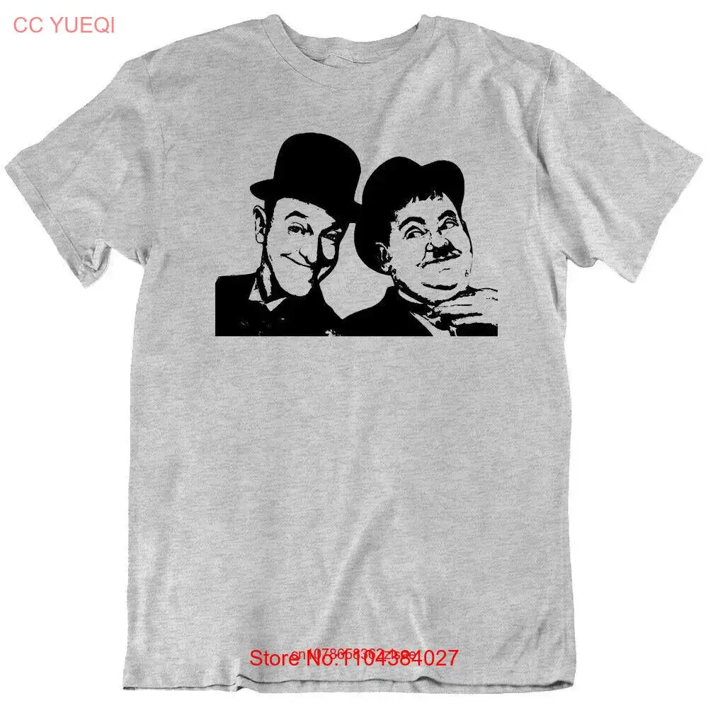 Laurel n Hardy Face Vector Funny Movie Retro Friend Happy T Shirt New long or short sleeves
