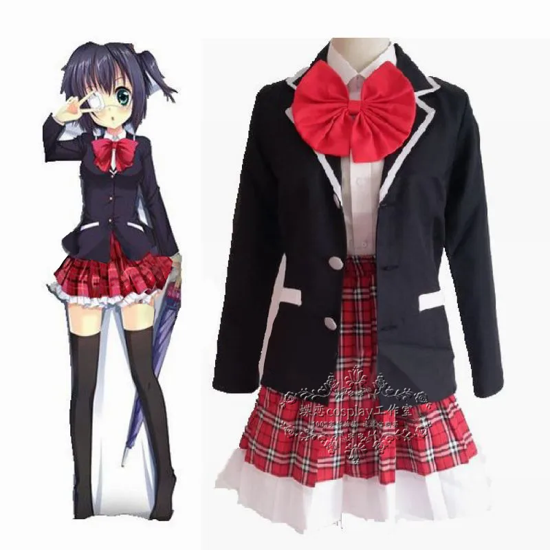 

Anime Love, Chunibyo & Other Delusions Takanashi Rikka Cosplay Costumes Women Coat Shirt Skirt Bowknot Outfits Daily Wear Suit