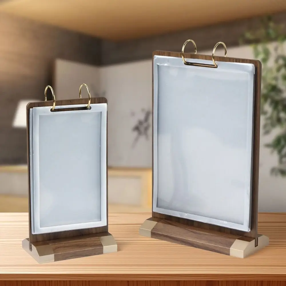 Wooden Desktop Display Stand a4/A5/A6 Dual-Sided Visibility Dining Table Card Holder T-Shaped Convenient Store Billboard
