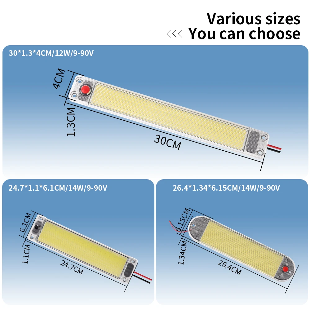 Tira de luz LED de lectura para coche, lámpara de techo Interior con carcasa acrílica de 12V y 24V, con interruptor, para furgoneta, camión, Camper