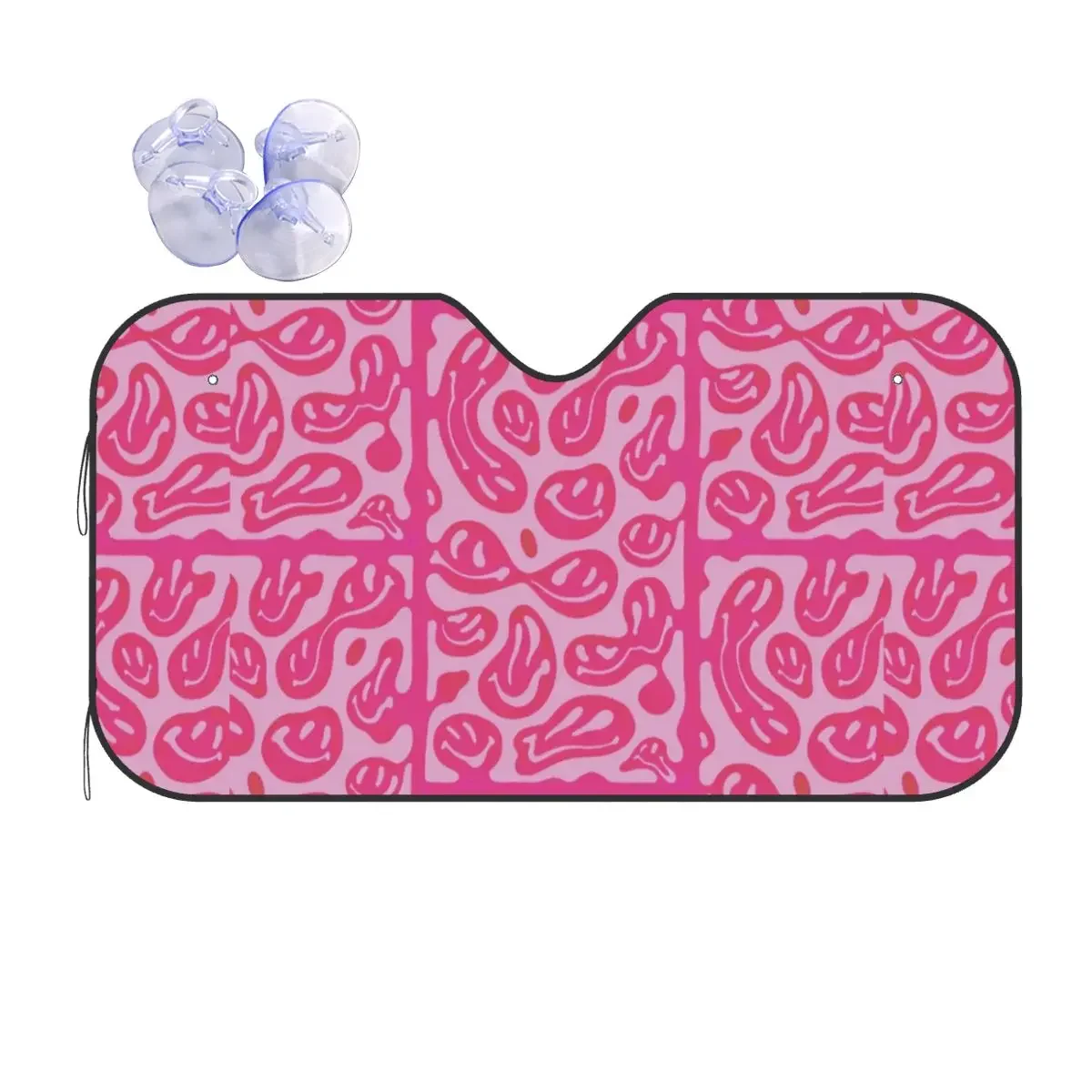 

Hot Pink Melted Smile Face Sunsha Windscreen Aesthetic Psychelic Car Front Windshield 70x130cm Car Window Windscreen Cover