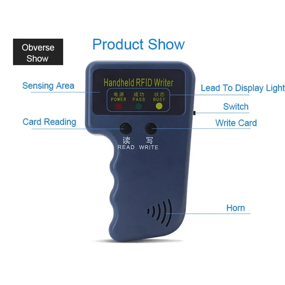 DIXSG RFID Card Reader Writer 125KHz Frequency ID Tags Copier Duplicator EM4305 T5577 Key Card Keyfob Programmer Indicator