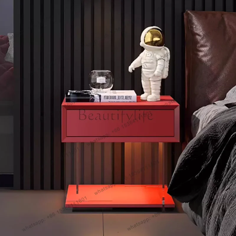 

LJYAcrylic Italian Nightstands Minimalist Design With Storage Modern Nightstands Floating Cool Criado Mudo Furniture For Bedroom