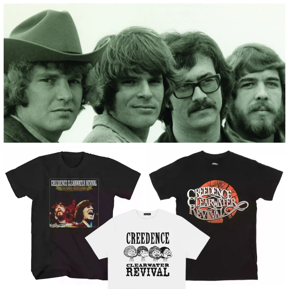 

2025 Summer Short Sleeve Creedence Clearwater Revival Bikers Oversize T Shirt Men Women Band T-shirt Cotton Streetwear Tops Tee