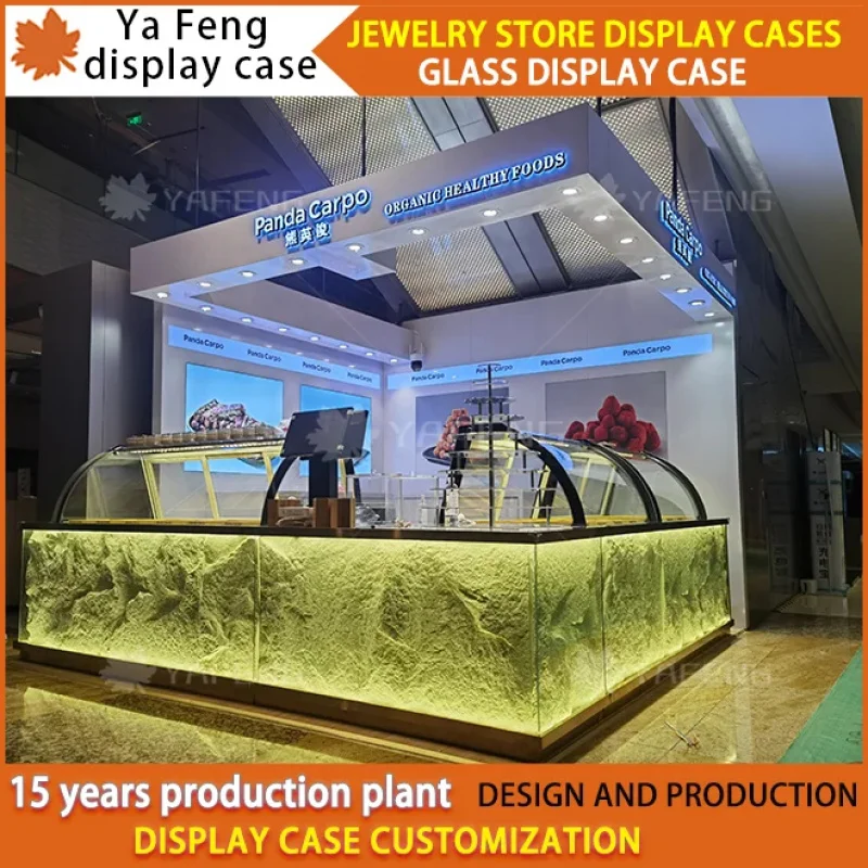 custom.Multi-Functional Modern Bakery Counter Display Rack Wood and Glass Candy & Popcorn Cabinet Versatile Popcorn Display