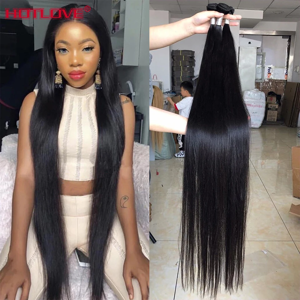 40 Inch Steil Haar Bundels Braziliaanse Hair Weave Bundels Human Hair Bundels Voor Zwarte Vrouwen 1/3/4 Pcs Remy hair Extensions