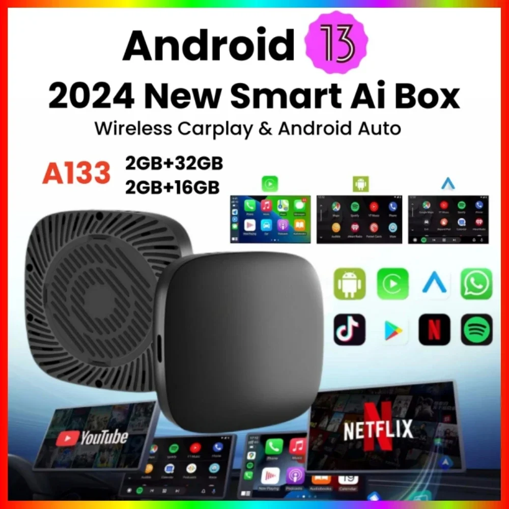 

2025 CarPlay Smart Ai Box Android Wireless CarPlay Android Auto Adapter For Netflix For YouTube car intelligent systems 5GWiFi