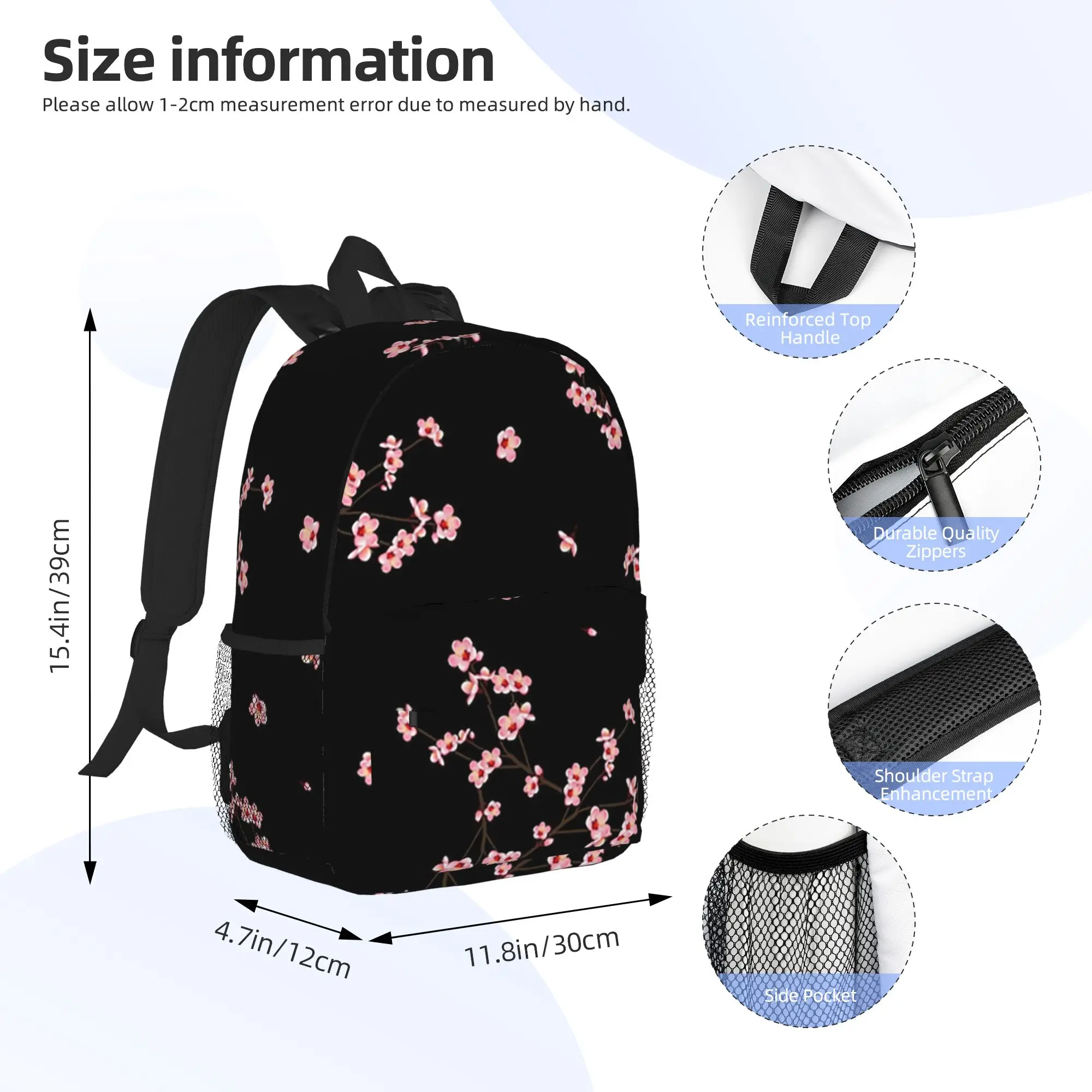 Japanese Sakura Cherry Blossoms Backpack Hot Sale Daypack Large Capacity Boy Girl BookBag Shoulder Bags for Men Women School Bag