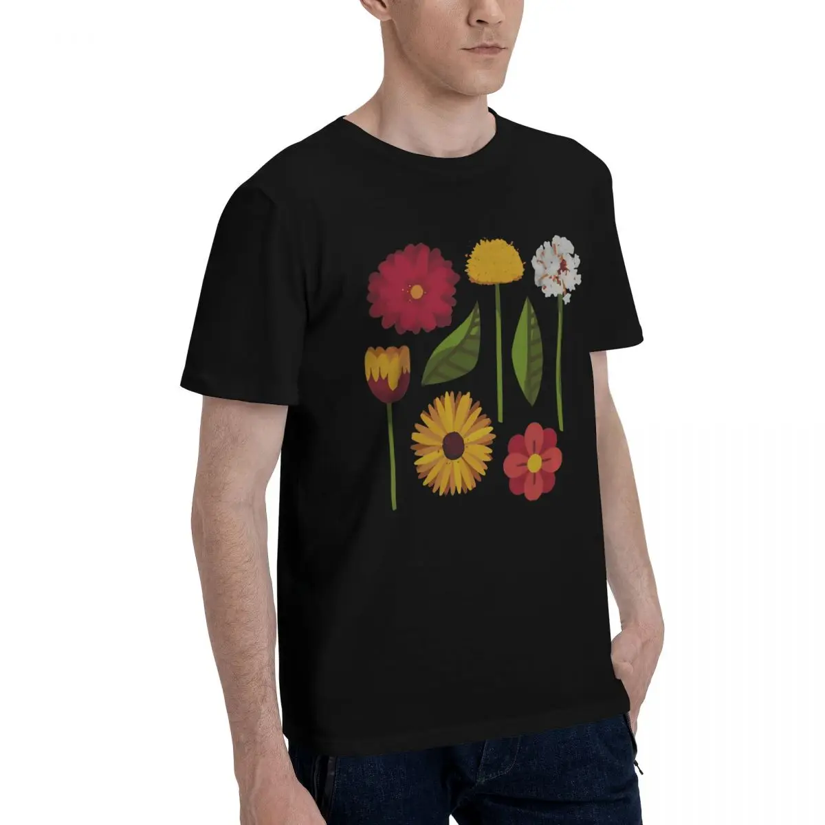 Colorful Floral Garden Print Funny Motion High quality Champion Top tee Leisure USA Size