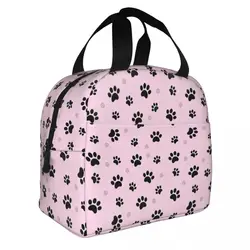 Borsa termica per il pranzo con zampa rosa borsa termica per il pranzo contenitore per il pranzo ad alta capacità Tote Lunch Box Girl Boy College Travel