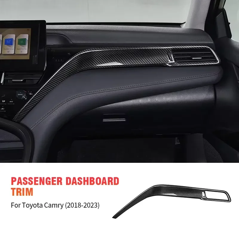 

For TOYOTA Camry Real Dry Carbon Fiber 2018-2023 Passenger DAshboard Trim Cover Interior Decoration Modification Accessories