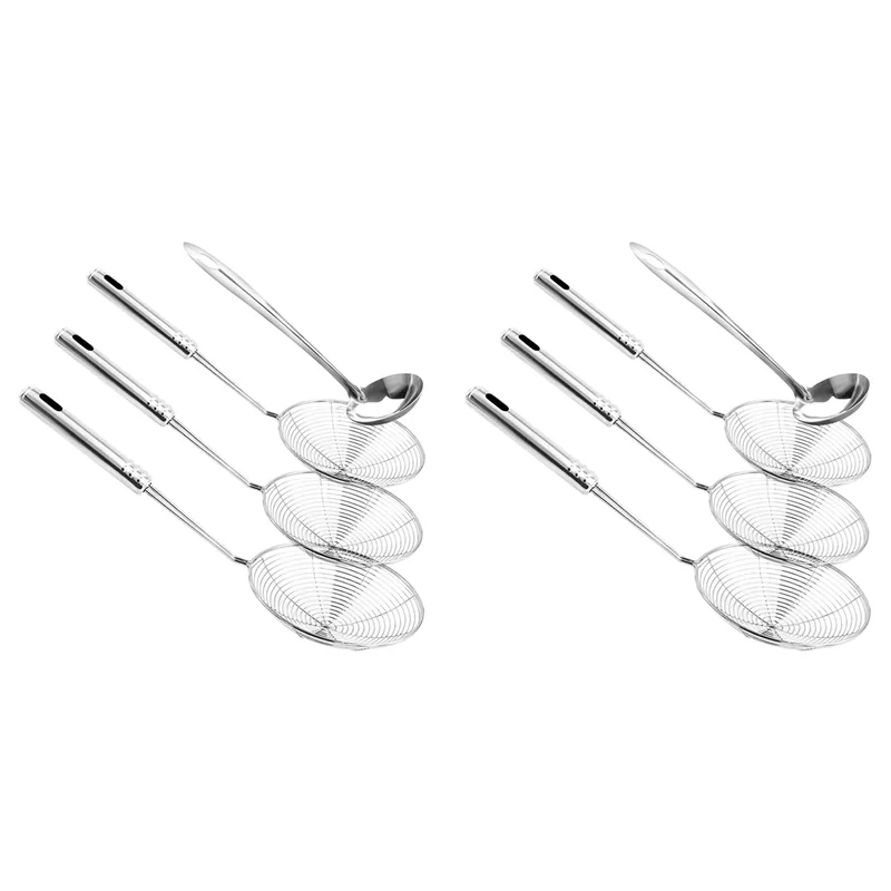 【Rushed】Skimmer Spoon, 8 Pack Stainless Steel Spider Strainer Skimmer Spoon, Donut Spoon, Skimmer Spoon For Kitchen Deep Fryer