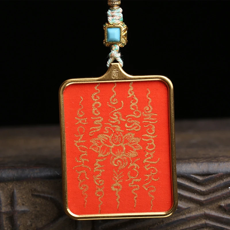 Hand-Painted Five-Sutra Thangka Pendant Sweater Chain With Natural-Moon Bodhi And 108 Buddhist Beads