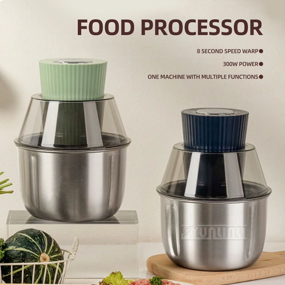 مفرمة لحم كهربائية للمطبخ 304، خلاط أوتوماتيكي من الفولاذ المقاوم للصدأ، كسارة خضروات متعددة الوظائف