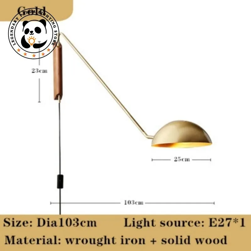 Lampu Dinding lengan panjang Postmodern lampu terpasang logam desainer Italia lampu ruang tamu samping tempat tidur hitam Emas Seni Dekorasi Rumah perlengkapan lampu