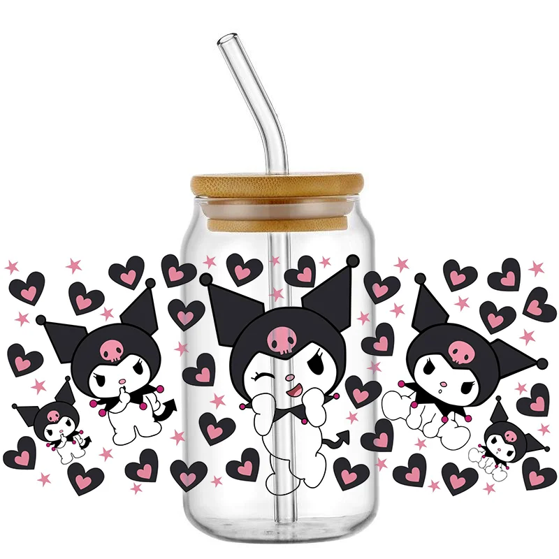 Miniso Cute cartoon Cup Rub on Transfers Stickers for Crafting, UV DTF Transfer Waterproof Sticker for 16OZ Libbey Glass Cups