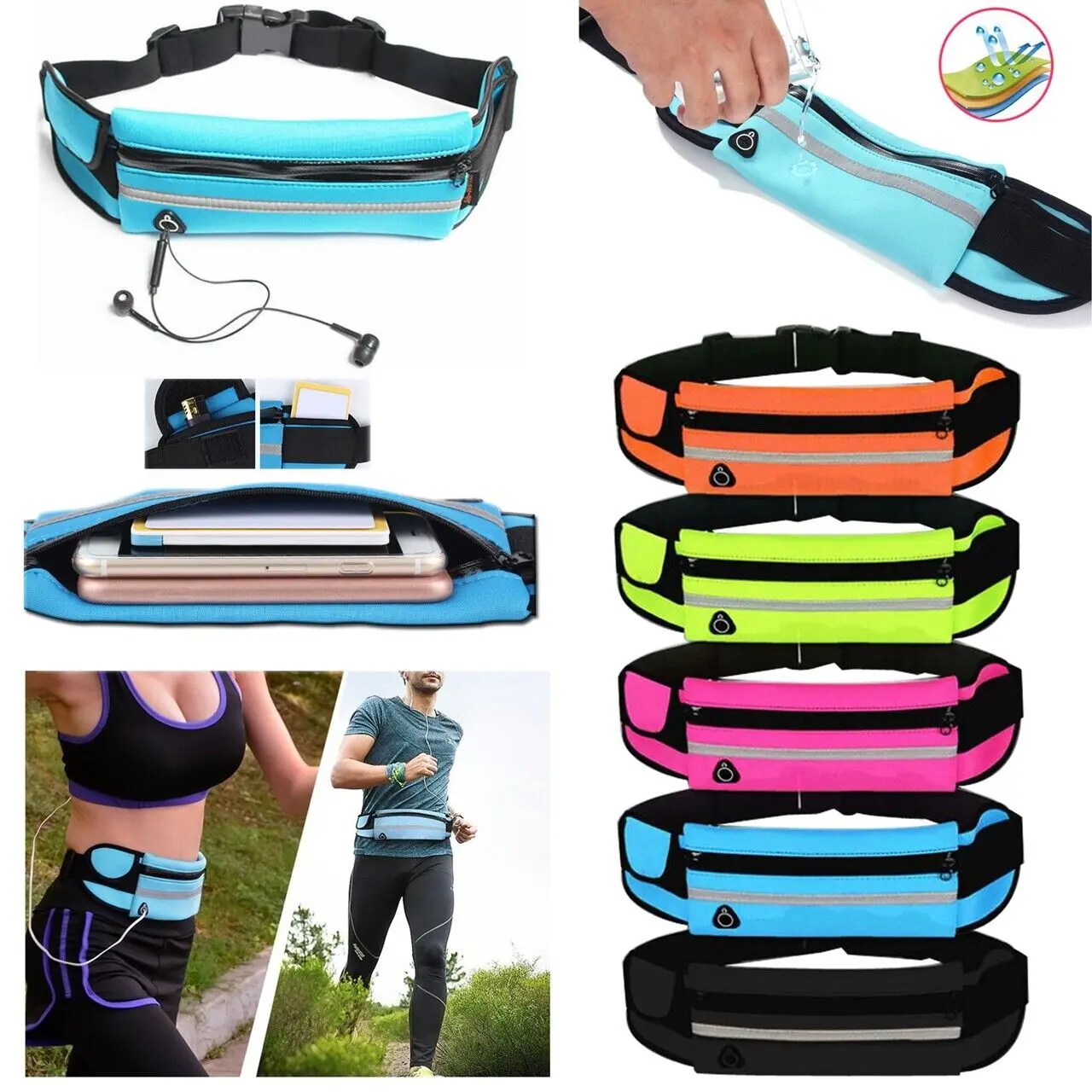 Running Belt Unisex Sport Jogging Phone Keys Mobile Money Bum Bag Waist Travel