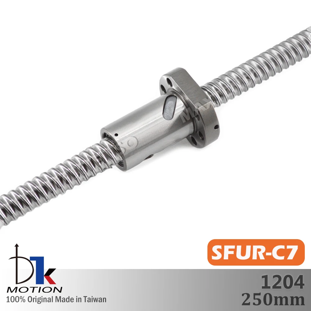 DTK Taiwan SFU1204 RolledC7 Lead 4mm SFUR1204 BallScrew 250mm Thread Shaft High Precision Flange Spindle Mini Ballnut 3D Printer