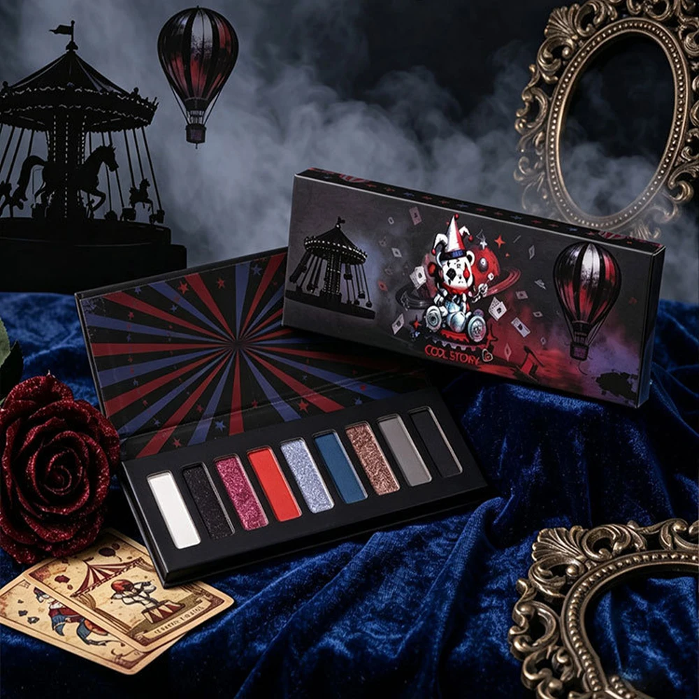9 colors Eyeshadow Palette Matte Glitter Metallic Gothic Smokey Black Red Highly Pigmented Lasting Halloween Goth Eye Makeup view 5