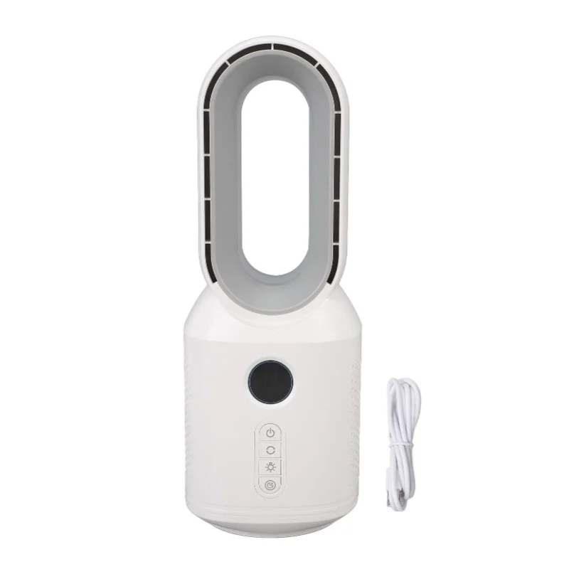 Desktop Bladeless Fan 3 Speed Wind 106 Degrees Oscillating Rechargeable Desk Fan With LED Night Light For Summer Use