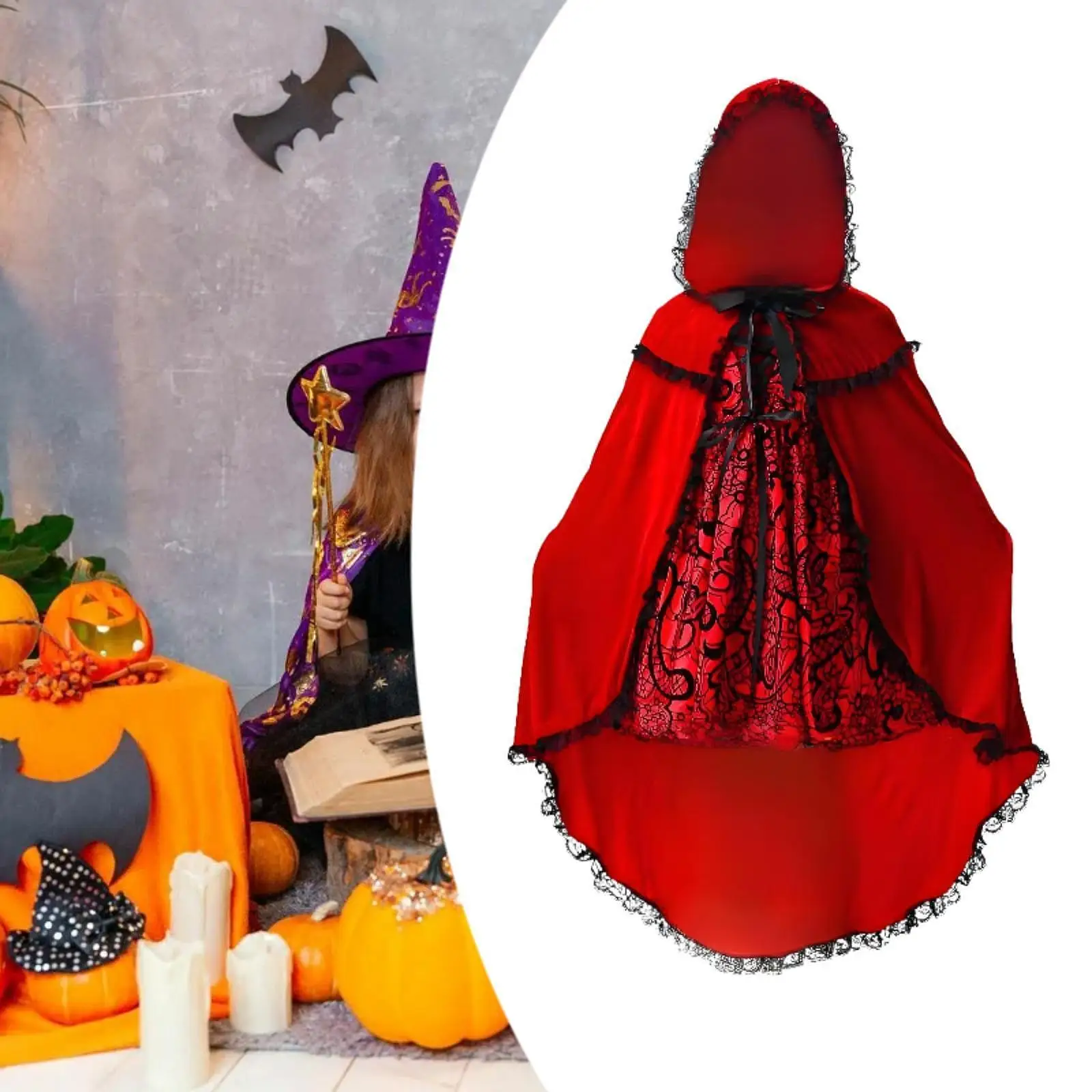 زي بقلنسوة للفتيات، عباءة بغطاء للرأس، ملابس مريحة للعب الخيالي للمهرجانات #4