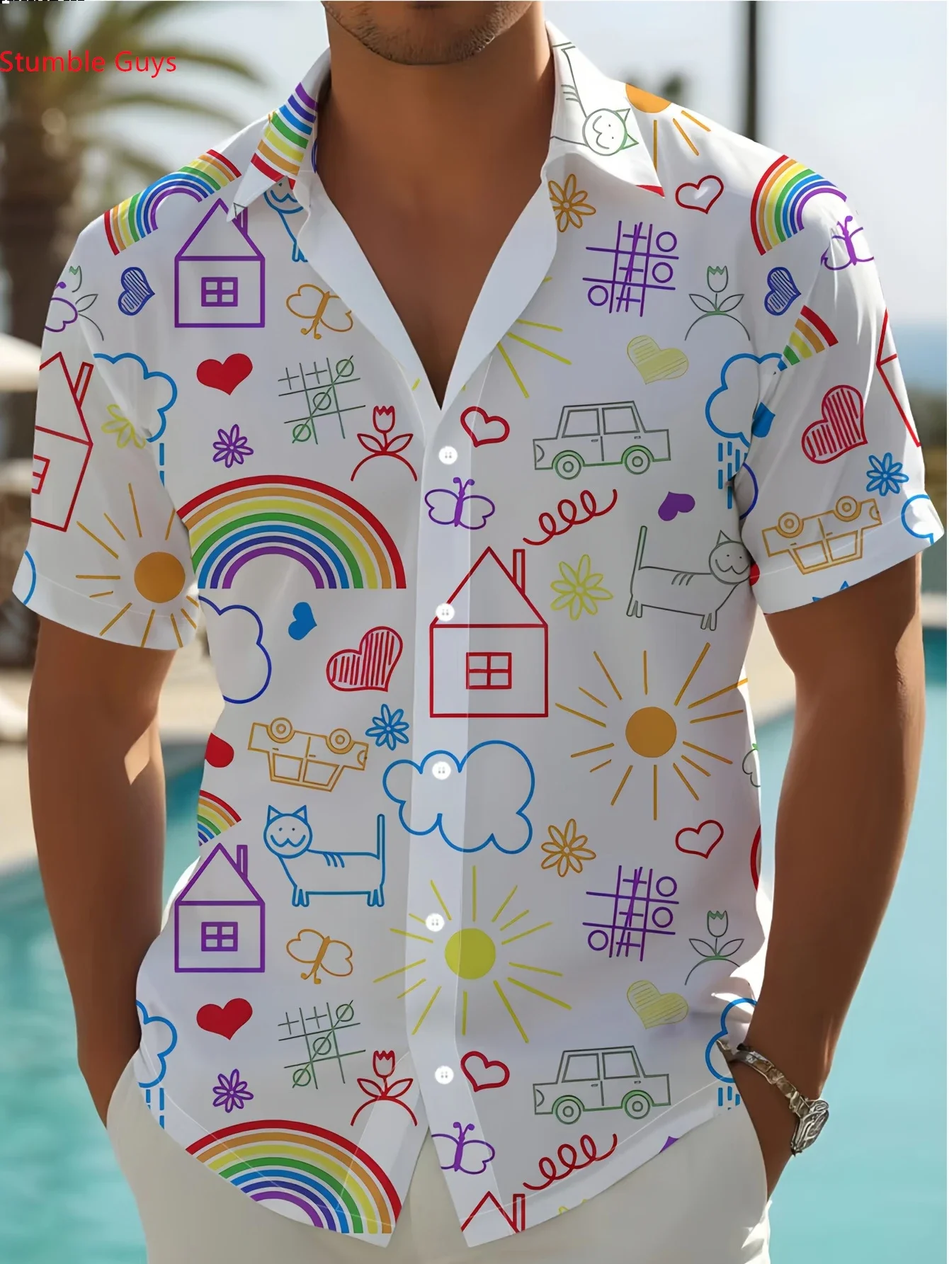 Fashion Print Hawaiian Shirt For Men Summer Casual Man Short Sleeve Beach Wear Lightweight Breathable Stylish Party Shirts