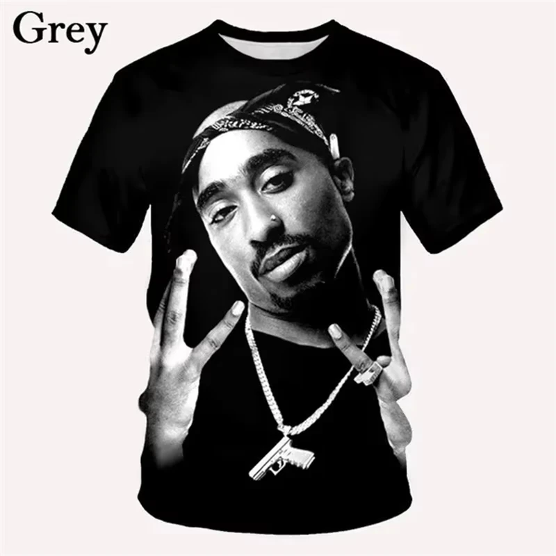 3D Print 2pac Summer Men T Shirt Men's Tshirts Rapper Star Tupac 3D Print Streetwear  Women Short Sleeve Casual Kid Tshirt Y2k