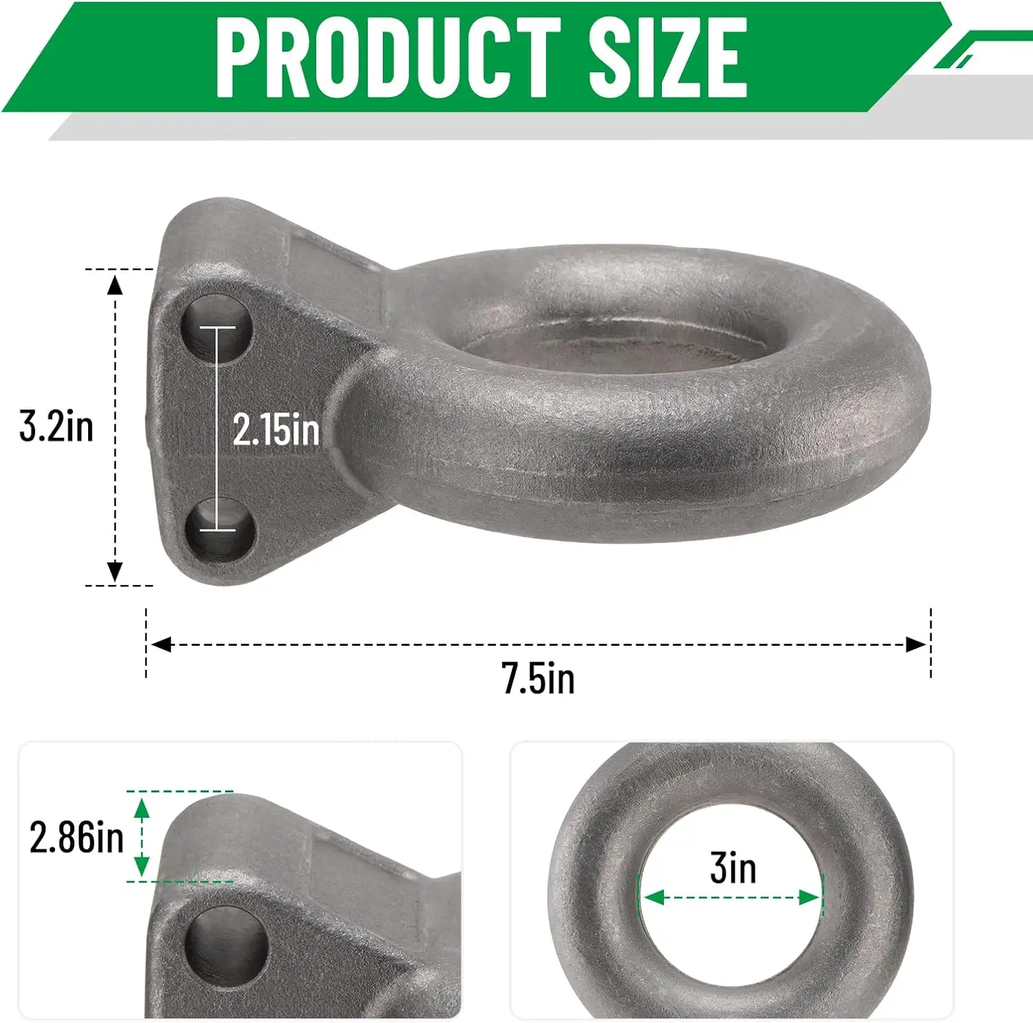 ピントルヒッチルネットリング、内径3インチ、牽引荷重24000ポンド、ヘビーデューティー鍛造鋼