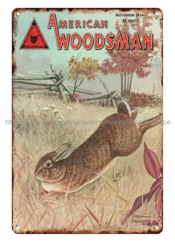 nostalgic  garage 1954 American Woodsman cover art rabbit hunting metal tin sign