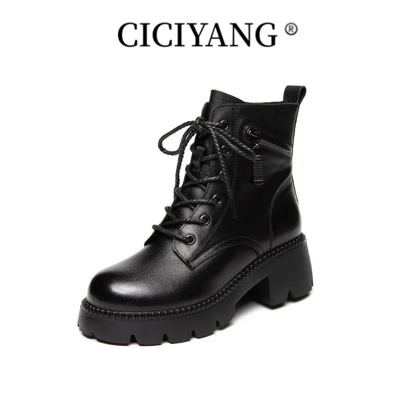 

CICIYANG Women Ankle Boots Genuine Leather 2023 New Fashion Women Snow Boots Casual Women Winter Shoes Boots