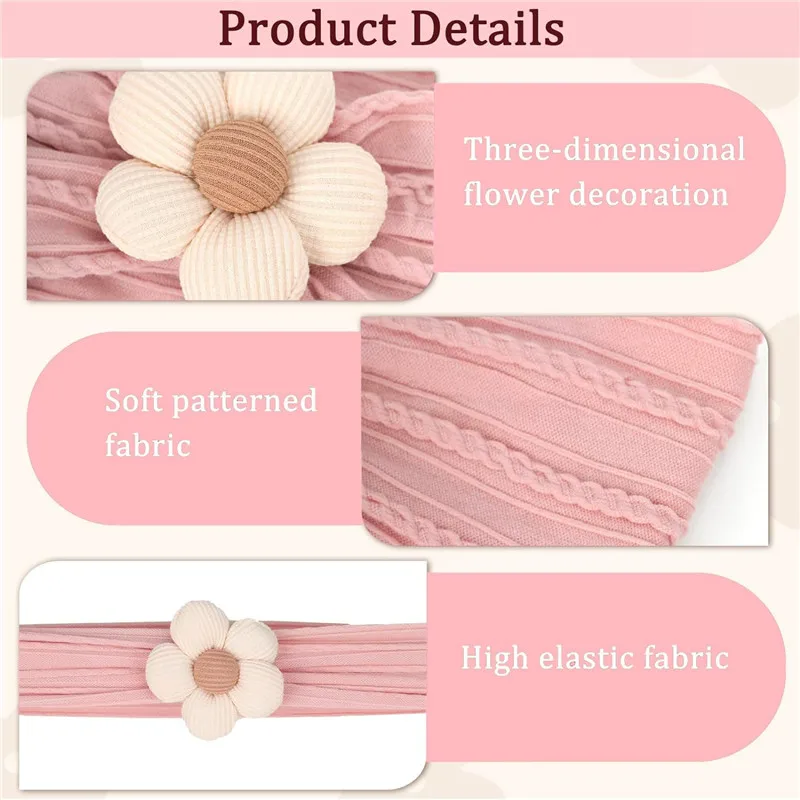 Wecute 3 Stück Baby Blume Stirnband Nylon Baby Mädchen Stirnbänder weiche Haar bänder Baby Kopf bedeckung Zubehör für Neugeborene Kleinkinder