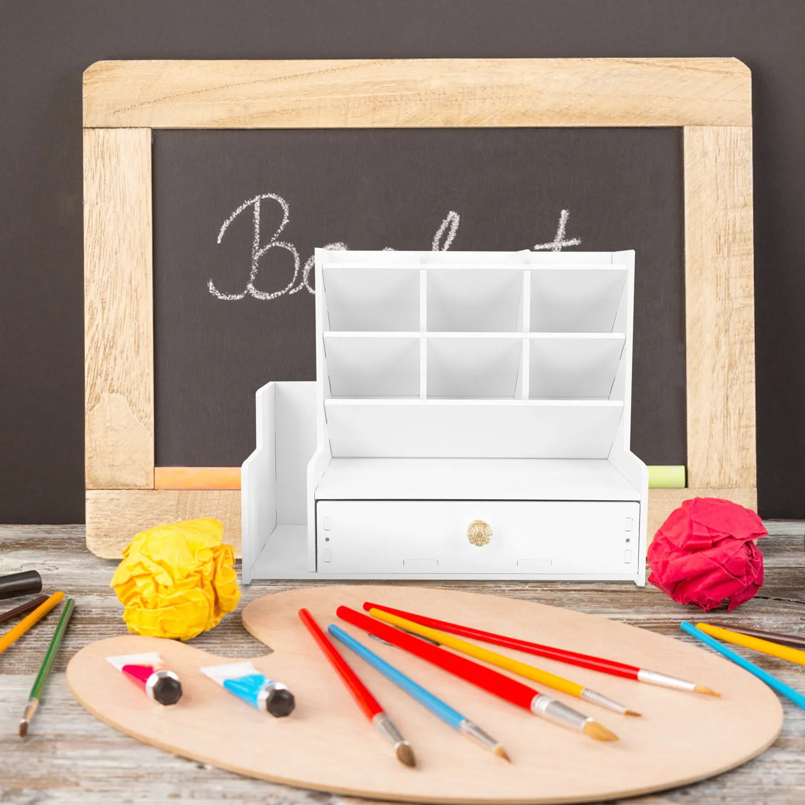 Multi-Layer Pen Storage Box Sturdy Lightweight Desktop Organizer for Pens Pencils Makeup Tools Remote Controls Home Office