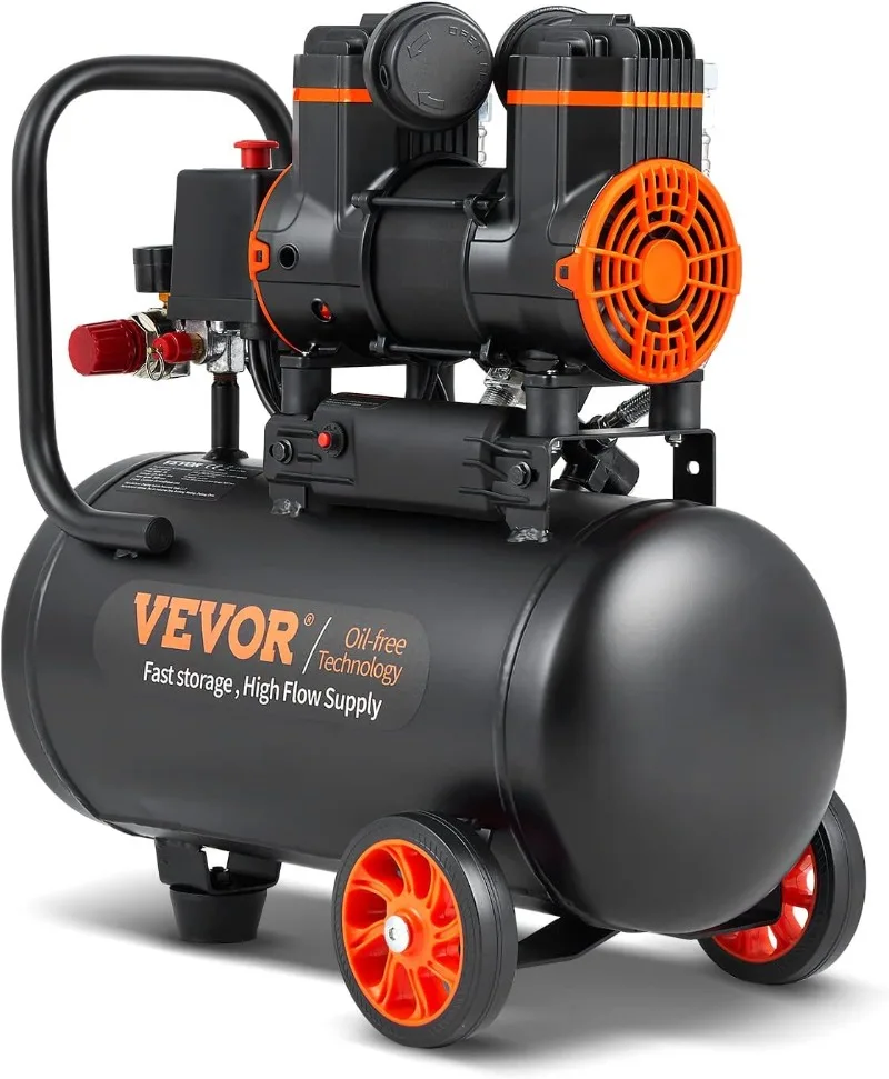 

VEVOR 4.8 Gallon Air Compressor, 1.2HP 2.2 CFM@90PSI Oil Free Air Compressor Tank & Max. 116PSI Pressure, 70 dB Compressor