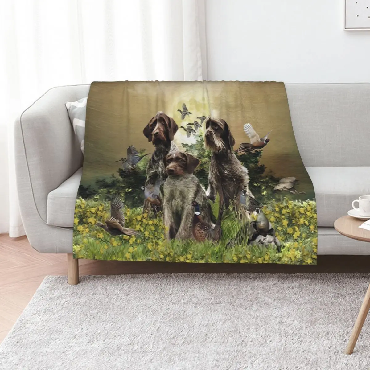 German Wirehaired Pointer , Hunting season Throw Blanket Decorative Beds Luxury Brand Travel Sofas Plaid on the sofa Blankets