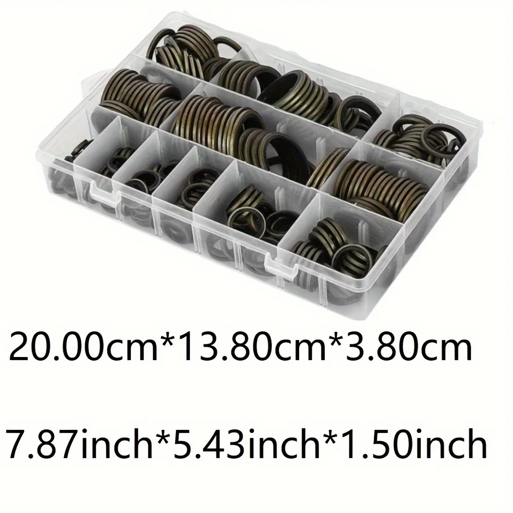 240pcs Army Green Nitrile O-ring Adhesive Sealing Gasket Carbon Steel Metal 6-30mm Oil Drain Plug Gasket Rubber O-ring Gasket