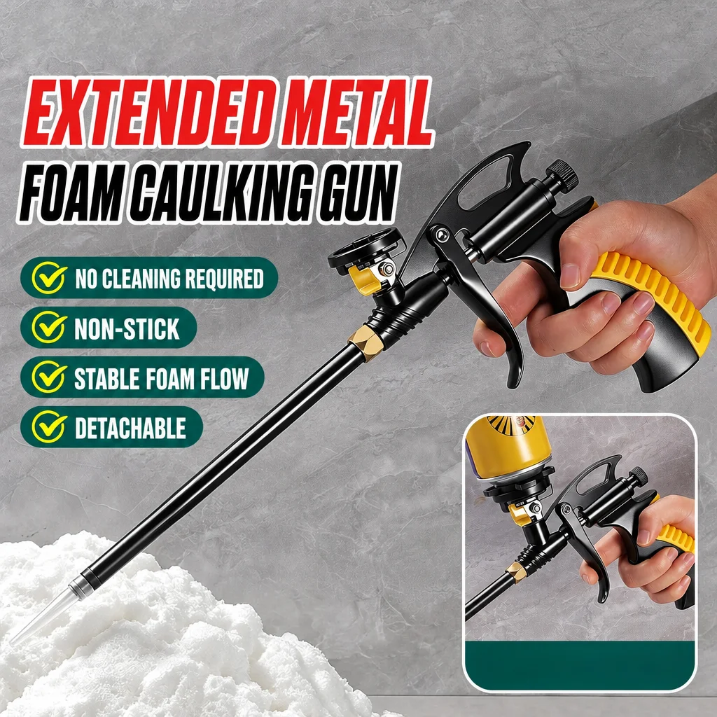 PTFE Coated PU Foam Gun Metal No Clean Polyurethane Sealant Applicator Durable Caulking Tool For Construction Home Renovation