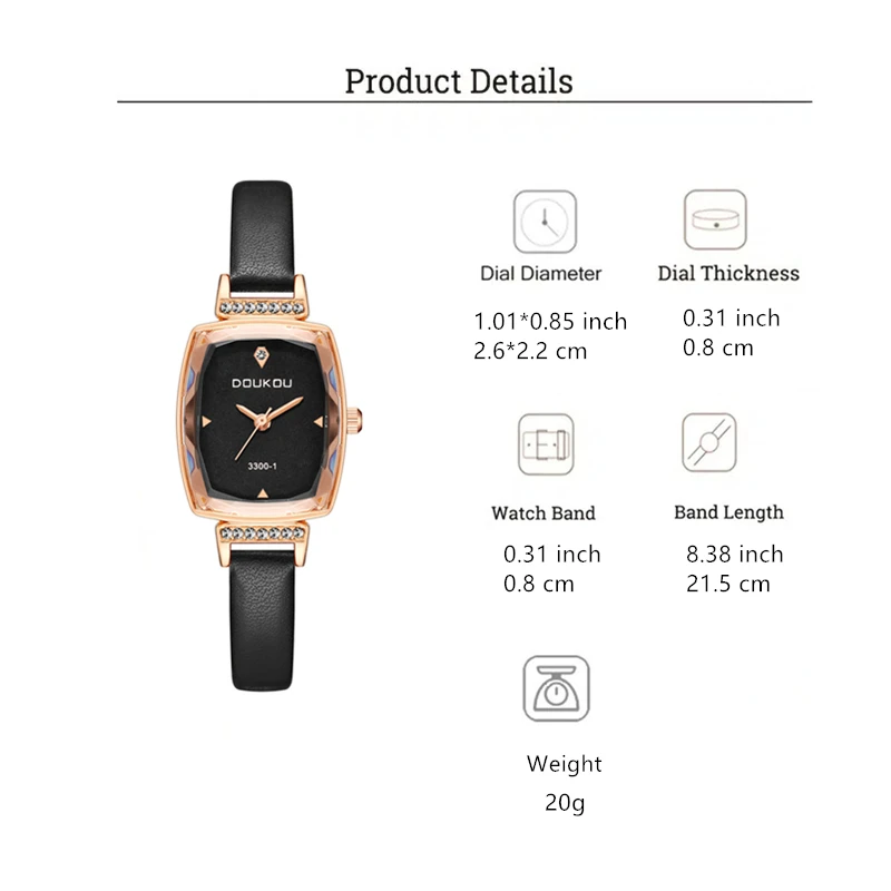 ساعة يد نسائية عصرية من الجلد كوارتز رفيعة من جلد البولي يوريثان