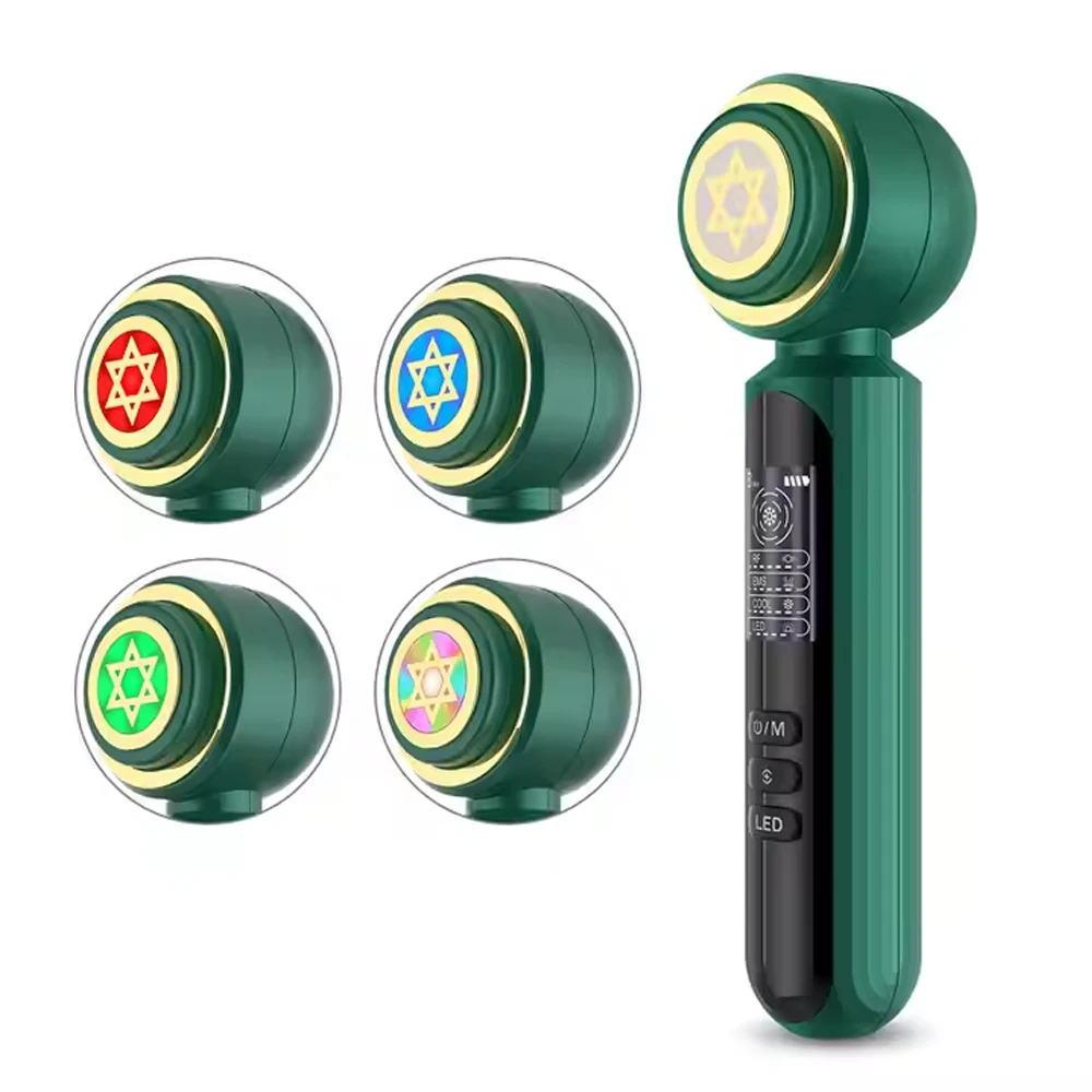 Dispositivo facciale a microcorrente EMS Massaggiatore facciale antietà RF Dispositivo per il lifting del viso Terapia della luce a LED Martello di ghiaccio Ringiovanimento della pelle