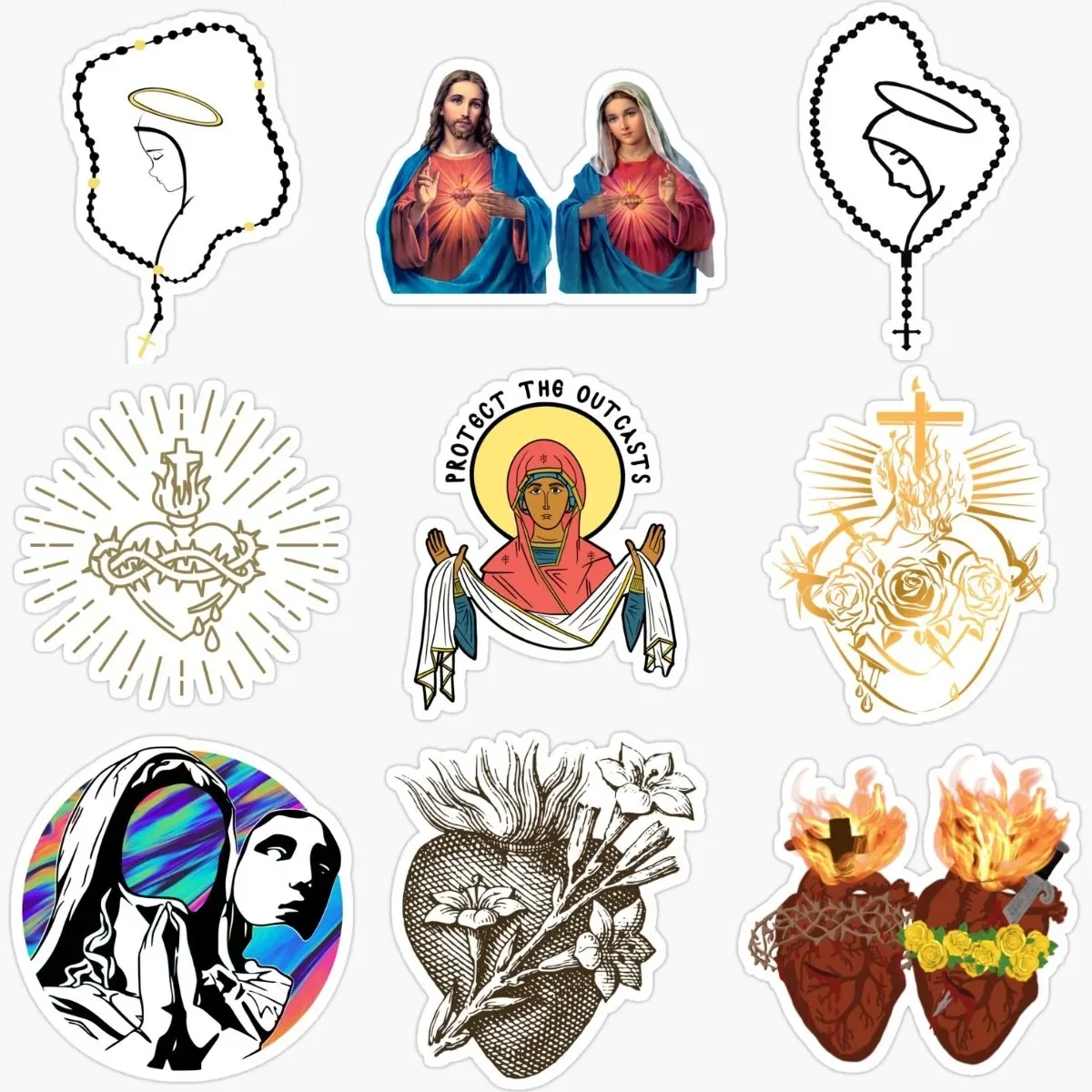 

Virgin Mary Jesus Christ Heart Creative PVC Stickers Accessories for Decorate Wall Room Car Suv Van Motorcycle Off-road Fridge